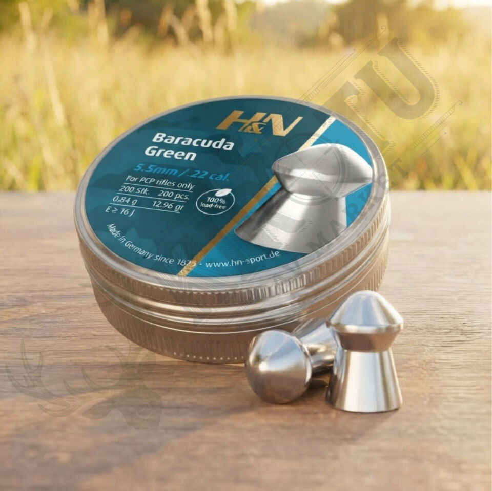 H&N Baracuda Green 5.5 mm (.22 Caliber) 12.96 Grain Havalı Tüfek Saçması